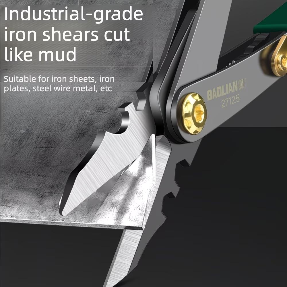 Dual-Head Multi-Function Scissors, High Hardness Deformable Flip Two-In-One Wire Stripping Tool, Quick Powerful Cutting Instrument