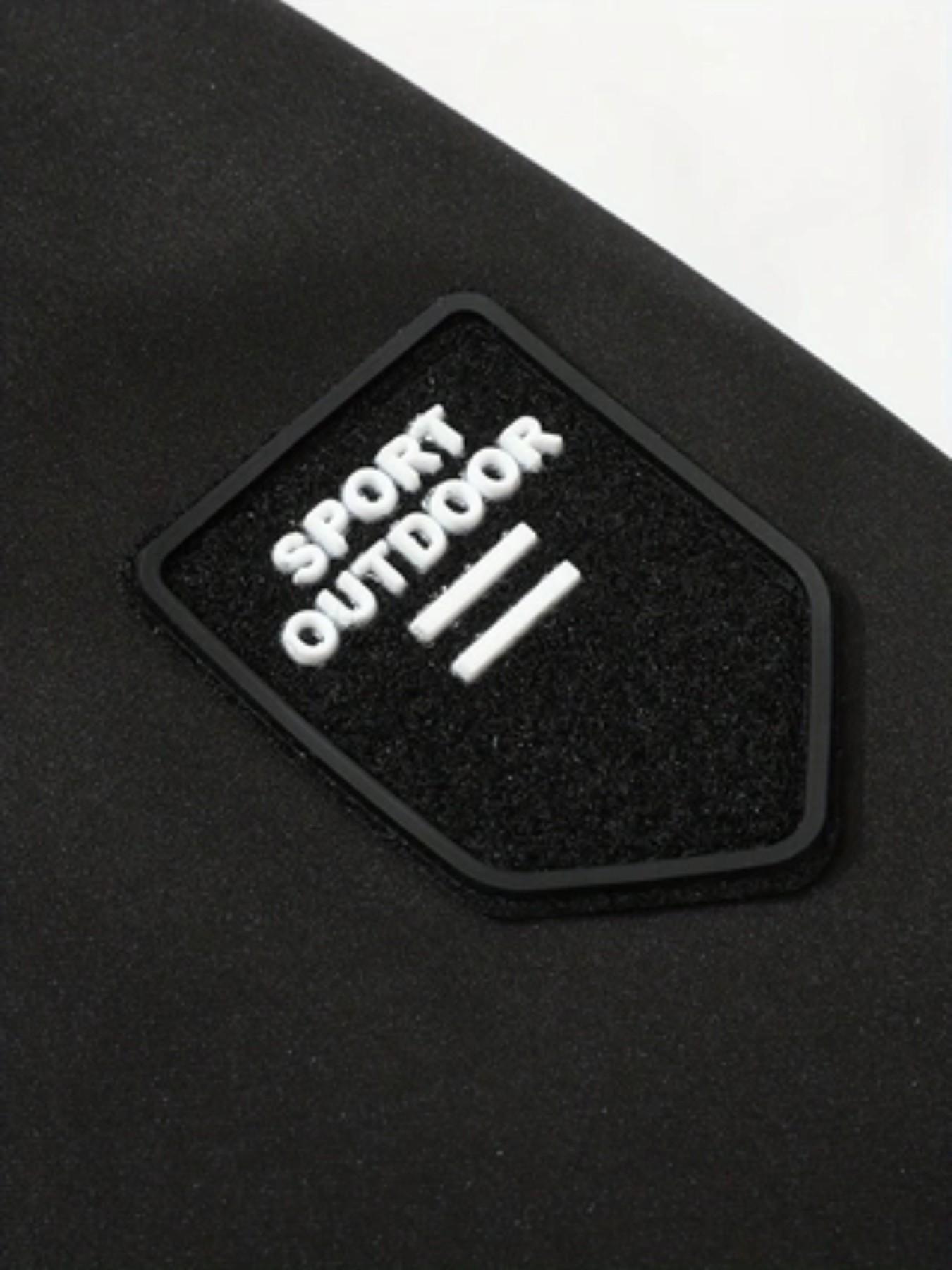 Round Eagle Logo Letter Hooded Jacket, Polyester Fabric, Elegant Print Design, Casual Slim Fit, Spring & Fall Fashion Outerwear