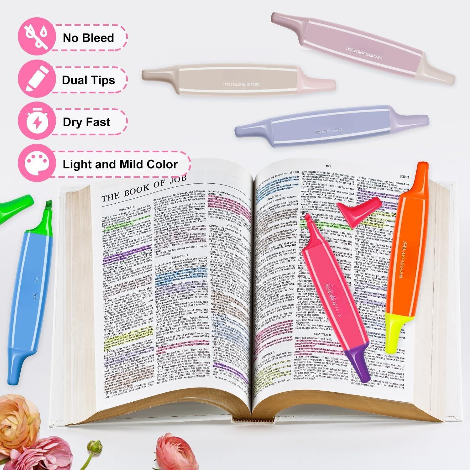 6 count Highlighters Aesthetic  Highlighters,12 Assorted Colors Pastel Highlighter, 2 in 1 Dual Tip  Highlighter No Bleed,Chisel Tip Marker Pens for Office Supplies