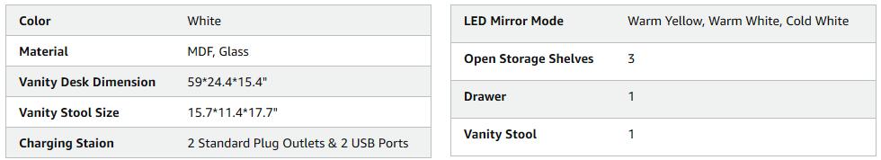 LIKIMIO Small Makeup Vanity Desk with Mirror and Lights, Vanity Table Set with Storage Drawer, Chair and Three Shelves, Bedroom LIKIMIO Small Makeup Vanity Desk with Mirror and Lights, Vanity Table Set with Storage Drawer, Chair and Three Shelves, Bedroom