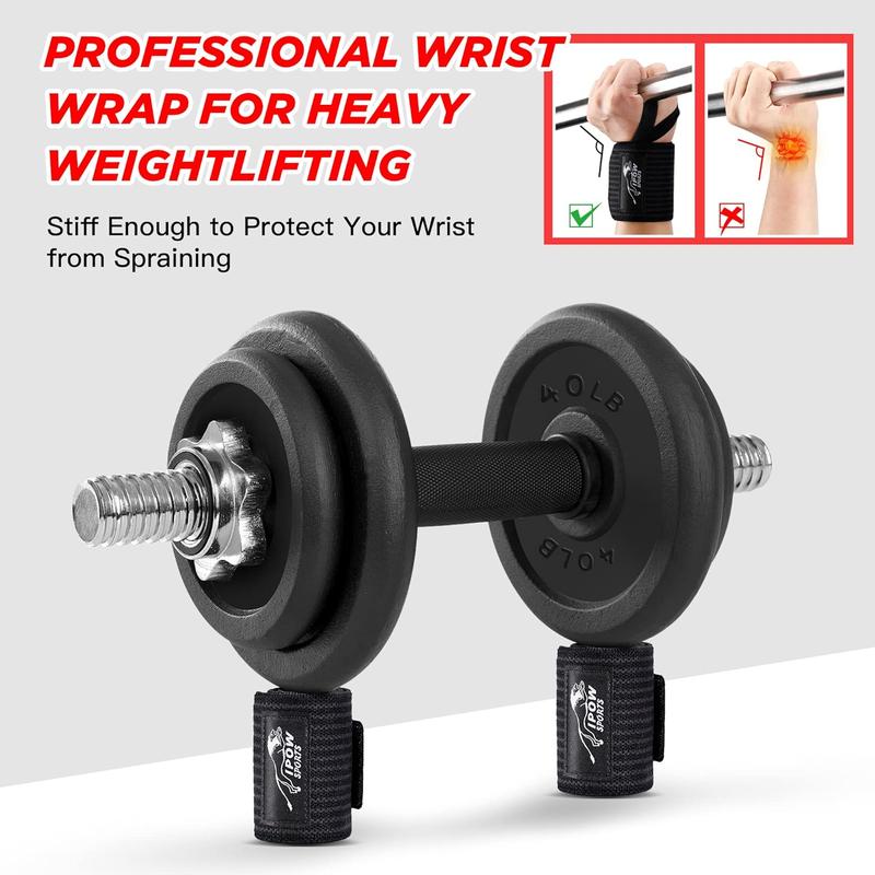 IPOW 18'' Professional Wrist Wraps for Weightlifting 2 Pack(IPF Approved), Heavy Duty Gym Wrist Straps for Working Out, Weight Lifting Wrist Brace for Men & Women, Wrist Support with Thumb Loop