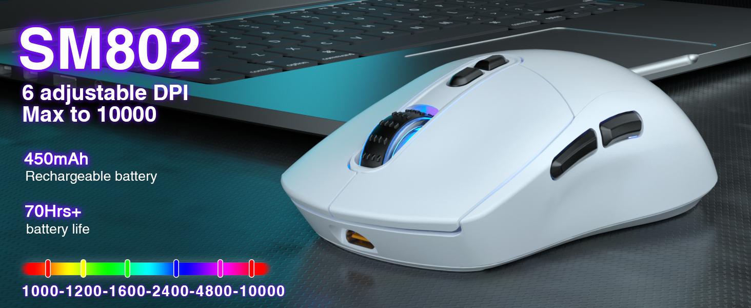 Solakaka SM802 Wireless Gaming Mouse Hot Swappable, RGB Backlight, USB Charging, Tri-Mode Connection, with 2 Sets of Micro Switches (Gaming Switch and Office Silent Switch) Office Gaming Accessories Mouse Gaming FallFreshness Solakaka SM802 Wireless Gaming Mouse Hot Swappable, RGB Backlight, USB Charging, Tri-Mode Connection, with 2 Sets of Micro Switches (Gaming Switch and Office Silent Switch) Office Gaming Accessories Mouse Gaming FallFreshness