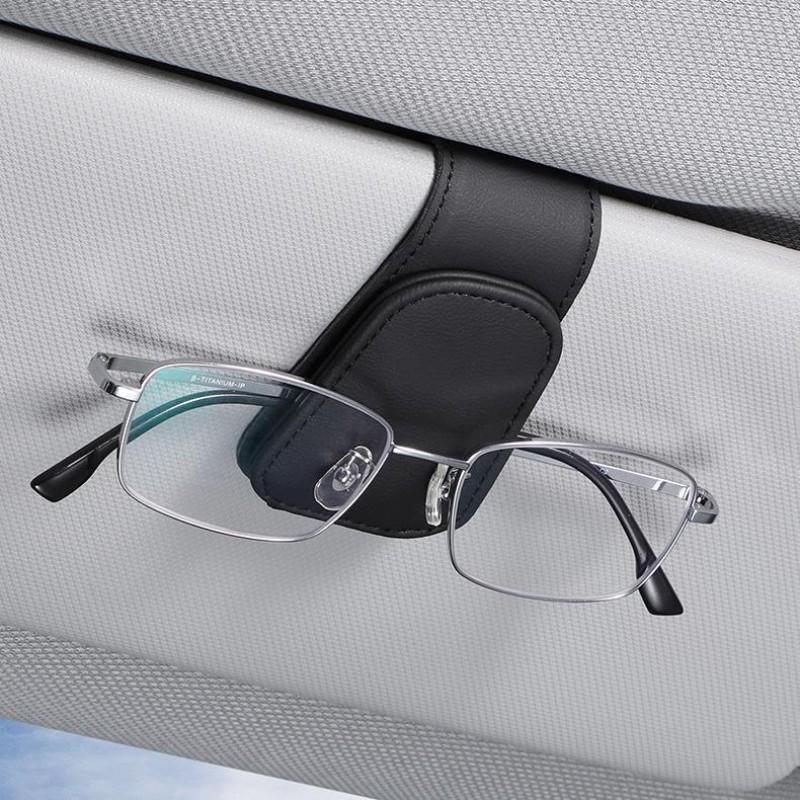 Magnetic PU Leather Car Visor Sunglasses Holder, Sunglasses Organizer for Car, Sunglasses Clip for Car Visor, Car Interior Visor Accessories