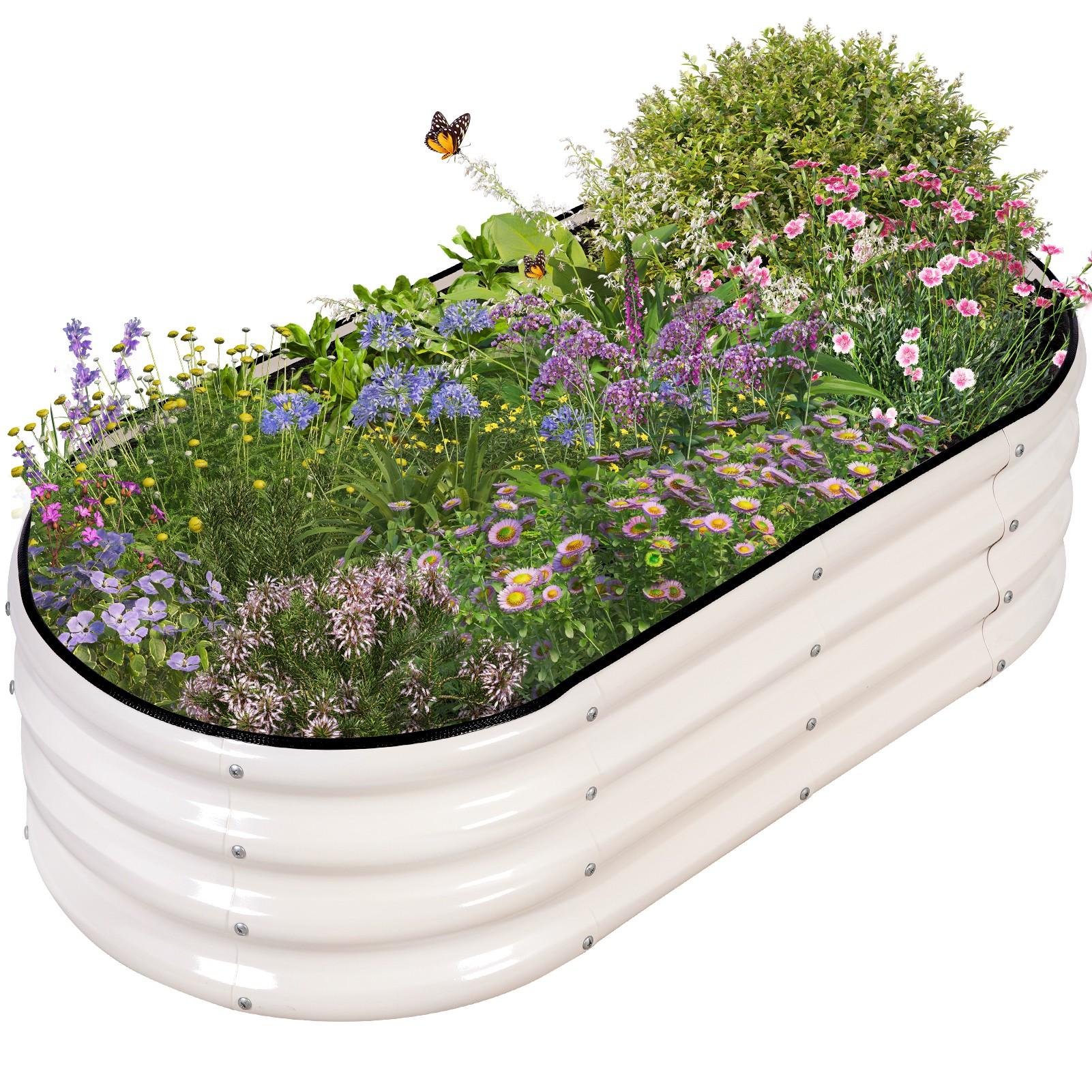 1pc Oval Metal Raised Garden Bed 4x2x1ft Steel Planter Box Kit for Vegetables Flowers Herbs Easy Tool Free Assembly Rust Resistant Deep Root Design