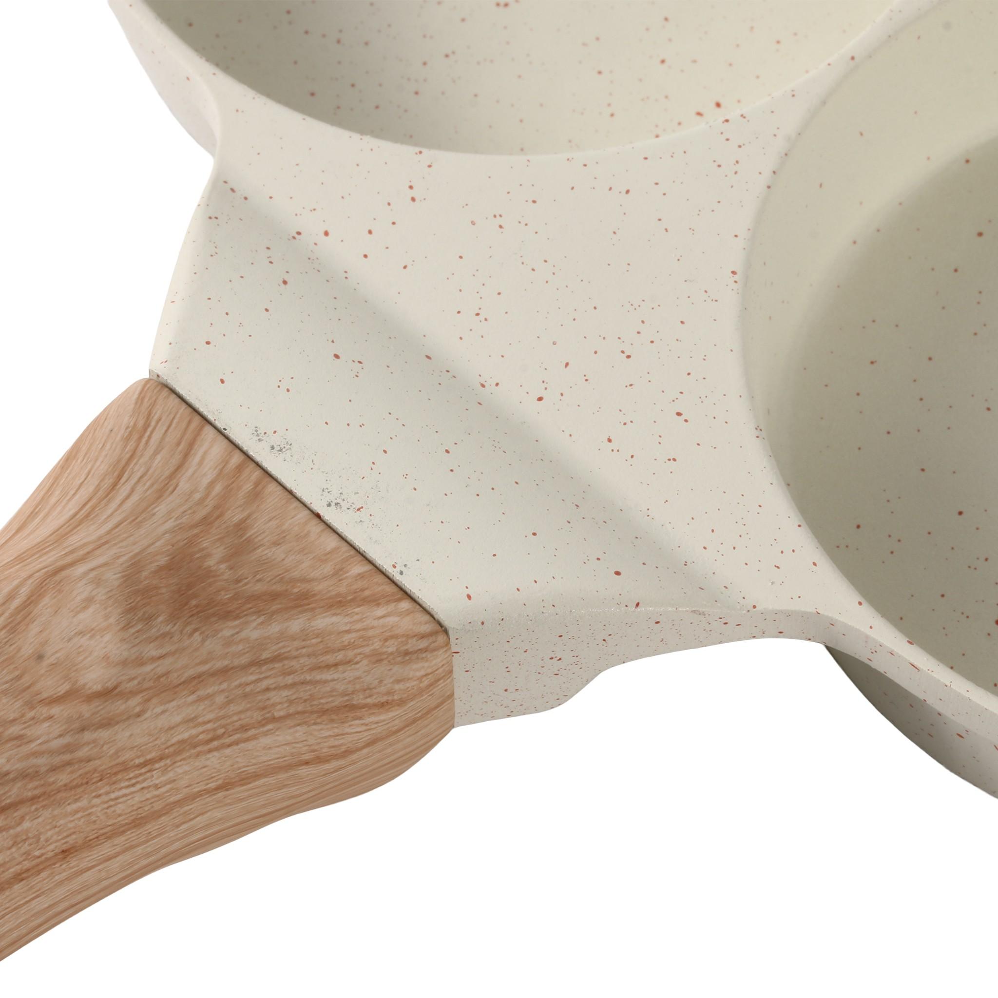 Non-Stick Egg Cooker with 4 Holes, Small Breakfast Pancake Pan, Kitchen Utensil for Gas and Electric Stoves, Handle Included