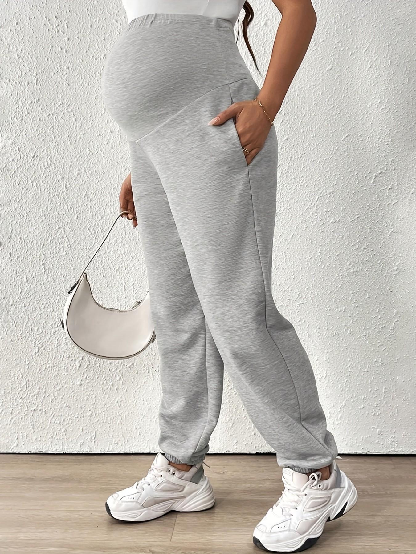 Maternity Leggings with Abdominal Support, Summer Casual, Stretchy, Versatile, Sporty Maternity Cropped Pants, Loose Sweatpants