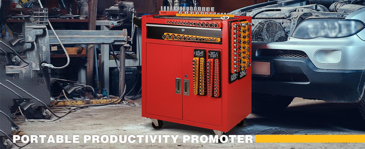Holder Organizer Set - 1/2, 1/4, 3/8 Inch Drive Holder, Tool Box Tray for Wrench, Screwdriver, Mechanic, Toolbox Accessory