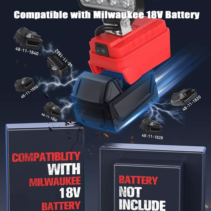 KUNLUN Wireless LED Work Light for ∧∧-18 18V Battery, 4800LM Portable Flood Light with USB Charging, 140° Adjustable Head for Outdoor & Jobsite Use