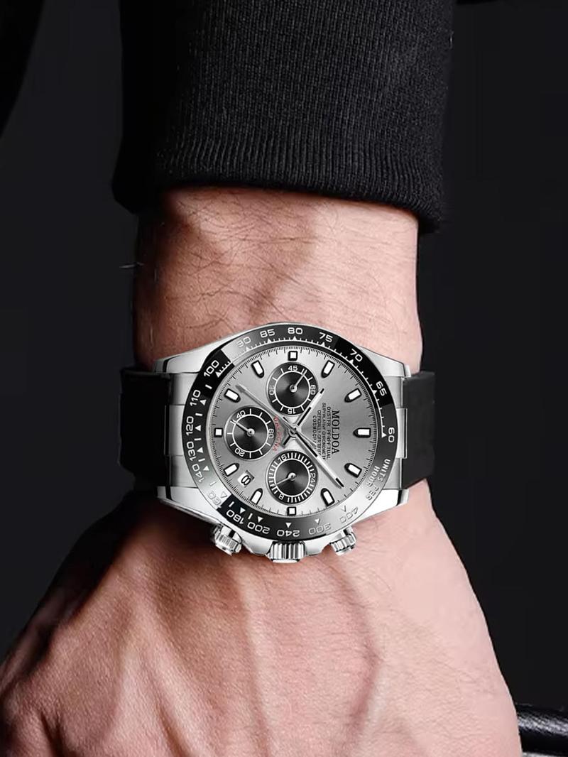 Men's Business Fashion Round Dial Analog Quartz Watch, Modern Fashionable Wristwatch, Fashion Watch for Party, Daily Clothing Decor, Trendy All-match & Exquisite Watch for Birthday Gift with Box