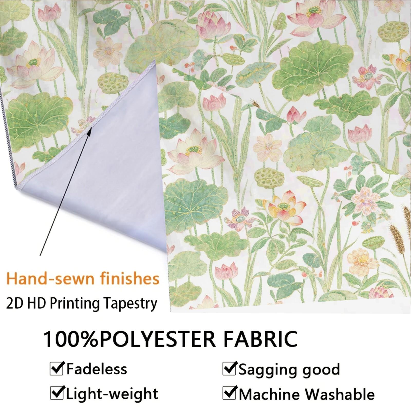 1 Piece Watercolor Lotus Pond Tapestry, HD Digital Printed Wall Hanging Tapestries, Aesthetic Boho Tapestry, Easy to Install for Living Room Bedroom Dorm Home Decor