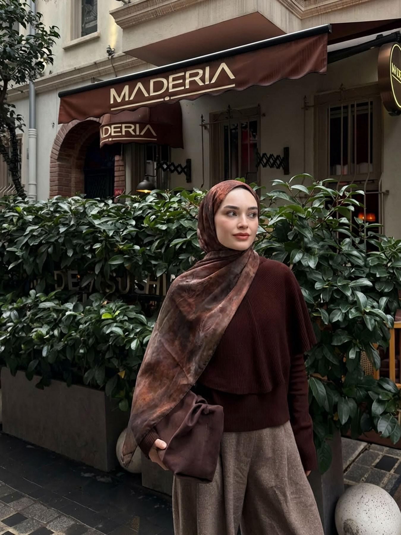 Fashion Caramel Tie-Dye Print Balik Saree Hijab Scarf, Elegant Women's Headscarf, Muslim Daily Wear, Breathable Beach Long Shawl