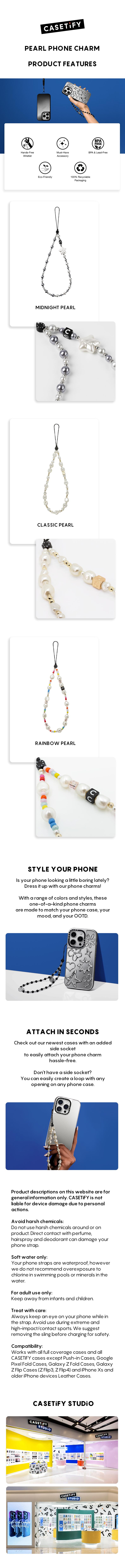CASETiFY Pearl Phone Charm-Midnight Pearl / Classic Pearl / Rainbow Pearl