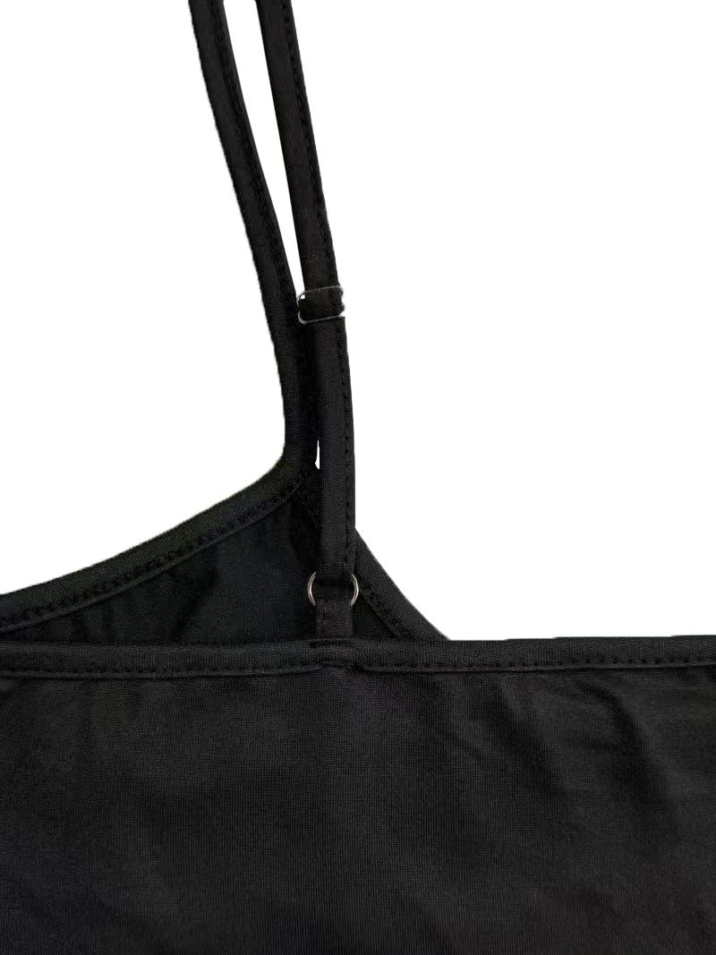 Adjustable waist cropped camisole top and elastic-waist fitted shorts, summer casual wear, women’s two-piece set