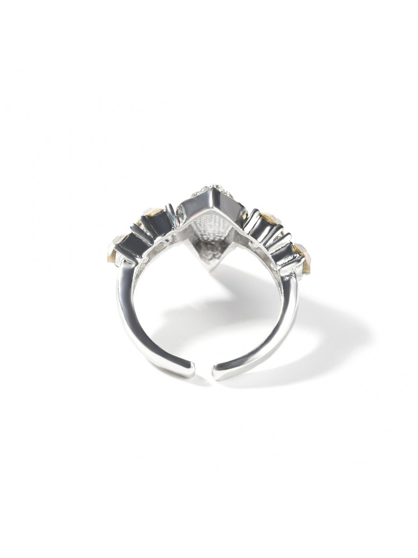 Hip-hop style new diamond-encrusted alloy black panther ring, men's niche exaggerated open adjustable ring, vintage jewelry