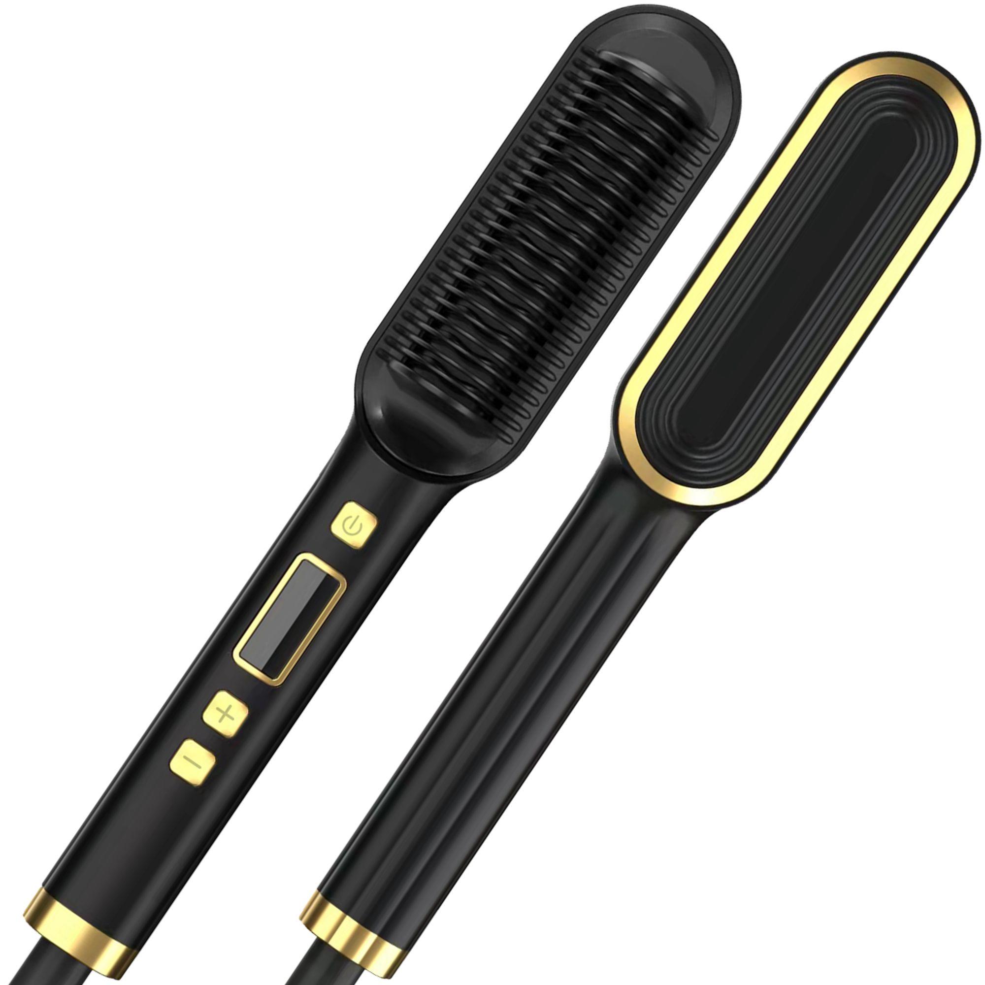 Professional Straightening Comb, Ceramic Flat Iron Brush, Fast Heating, Adjustable Temperature, Dry & Wet Use, Best Gift for Women