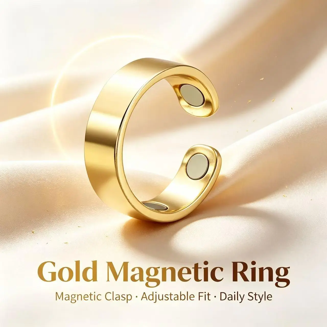 Adjustable Magnetic Open Ring - Classic Polished Metal, Snag-Free Edges, Ring Shape Sports Accessory for Couple Daily Wear, Outdoor Workout Hiking