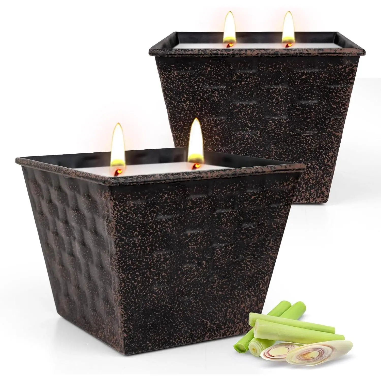 Outdoor Candles 2 Pack 12oz Each Large Double-Wick Soy Wax Candles 100-Hour Burn Time for Patio Camping Backyard Emergency & Survival