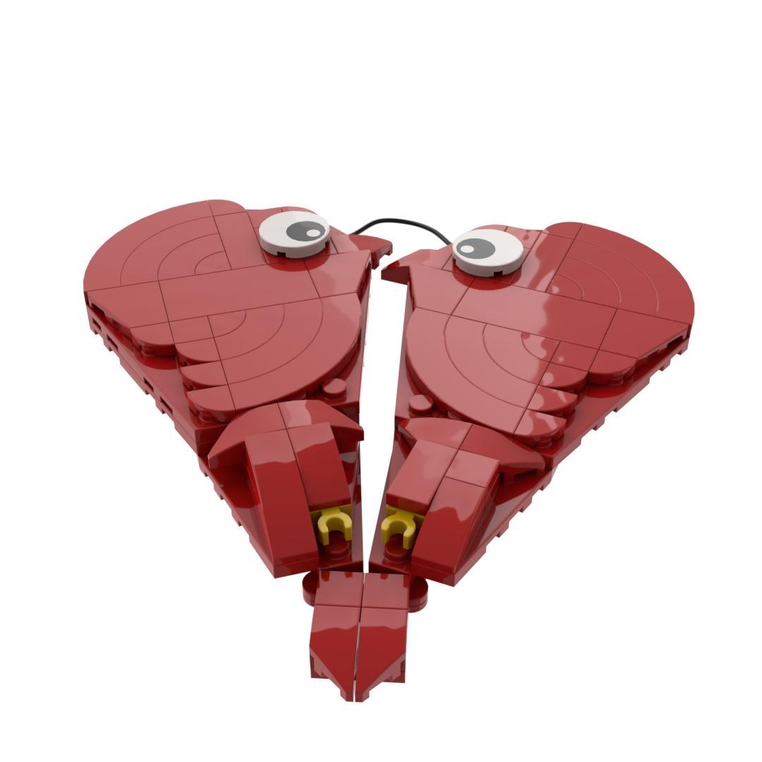 MOC 113PCS Pair of Red Birds Building Blocks Set, Durable ABS Plastic Bricks Toy, Love Couple Face to Face Meaning, Friendship Back to Back Meaning, DIY Easy Assemble Buildable Bird Figure Model, Desk Display Collectible Ornament