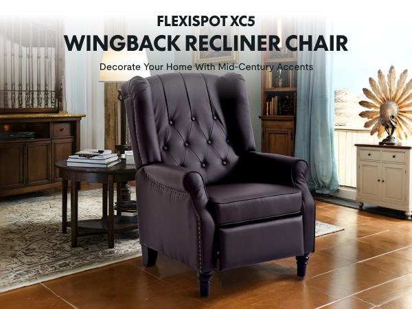【Valentine Day Sale】Recliner Chair PU Leather Wingback Armchair, Push Back Recliner for Small Spaces, Tufted Back Accent Chair with Rivet Trim, Mid Century Single Sofa for Living Room Bedroom Study Lounge Furniture 【Valentine Day Sale】Recliner Chair PU Leather Wingback Armchair, Push Back Recliner for Small Spaces, Tufted Back Accent Chair with Rivet Trim, Mid Century Single Sofa for Living Room Bedroom Study Lounge Furniture