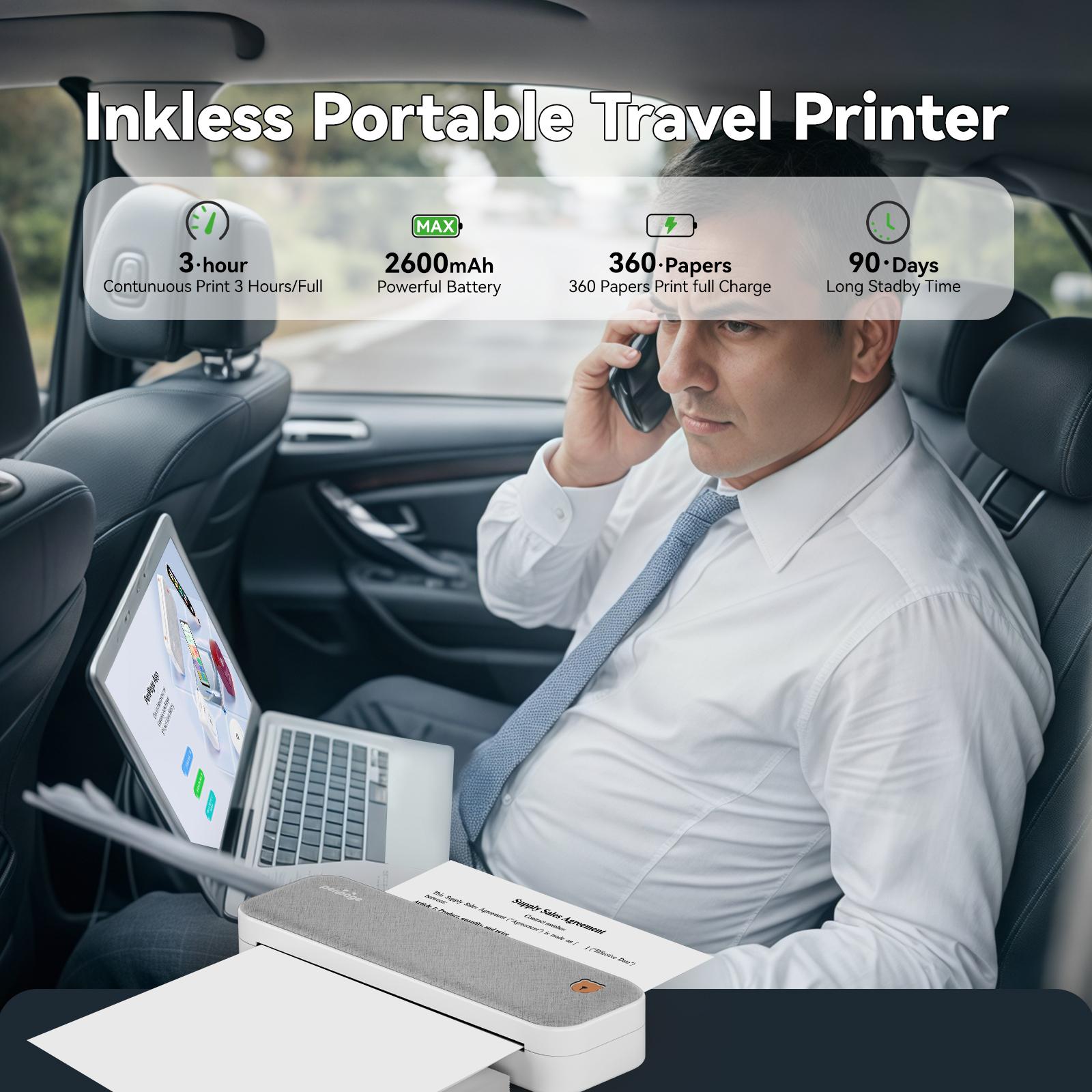 A40 Mini Thermal Printer – Wireless Inkless Bluetooth Printer for Docs, Tattoo Paper & Photos, Compatible with Android & iOS (Pink)