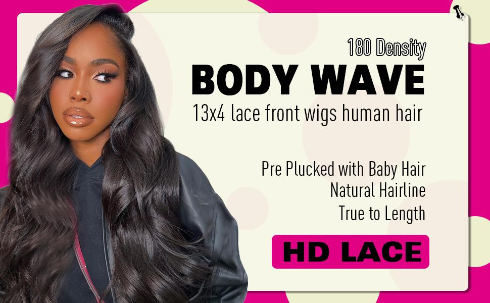 30 Inch Body Wave Lace Front Wigs Human Hair Pre Plucked 13x4 HD Lace Front Wigs Human Hair 180% Density Body Wave Glueless Frontal Wigs Human Hair for Women