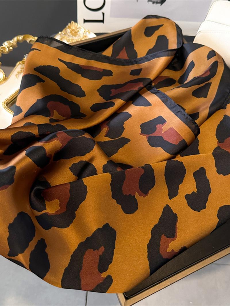 Fashion Leopard Print Square Scarf, Casual Soft Comfortable Shawl for Daily Wear, Fashion Accessories for Women & Girls, Boho Style Scarf