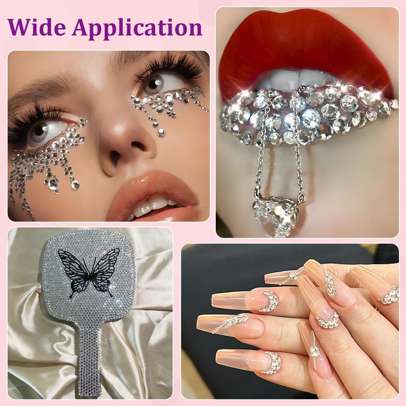 1 Box Shiny Silver Semi-circular Rhinestones, Elegant Rhinestone Decorated, 24 Grids Multi-sized Flat Bottomed Resin Diamond Nail Charms DIY Glasses Mirror Nail Materials