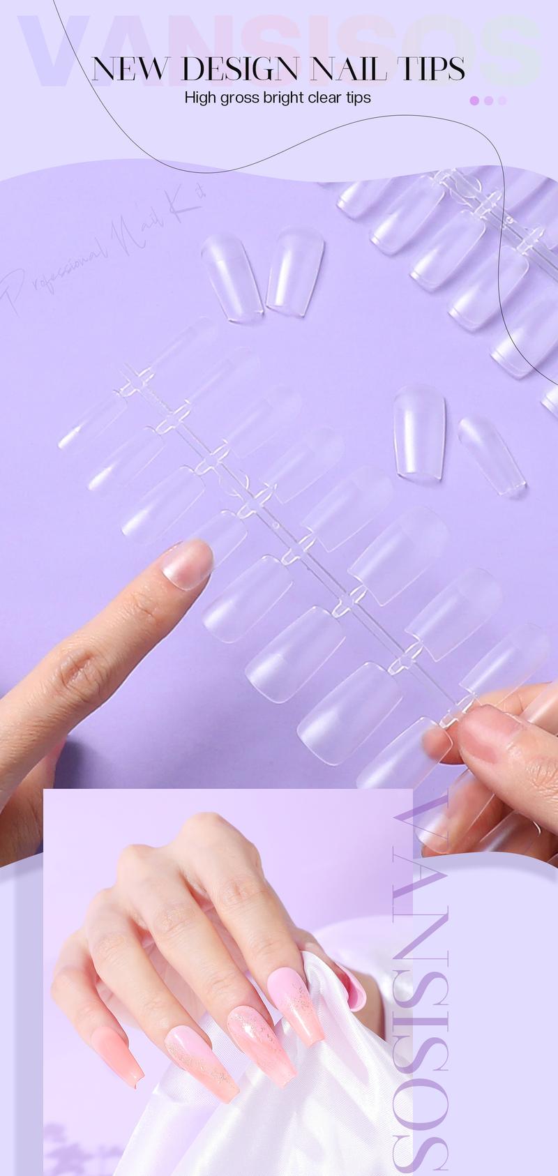 VANSISOS Acrylic Nail Kit ( with UV Lamp) Professional Acrylic Nail Charms for Beginners Acrylic Nail Set Full Acrylic Nail Supplies