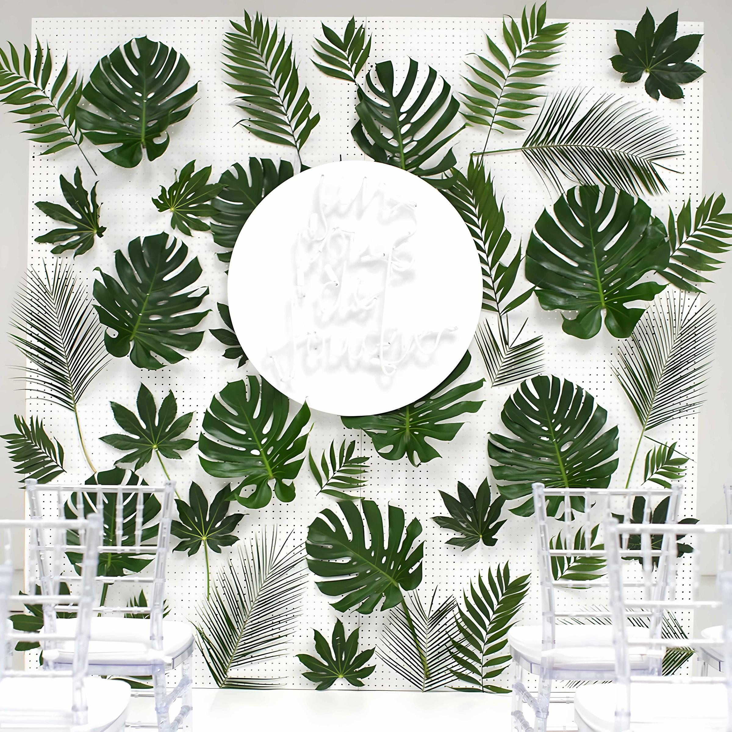 30pcs Palm Leaf Artificial Tropical Monstera Leaves, Hawaiian Party Table Decor, Wedding Birthday Theme, Plant Party Decoration, Artificial Plants, Decorative Artificial Plants, Decorative Fake Plants