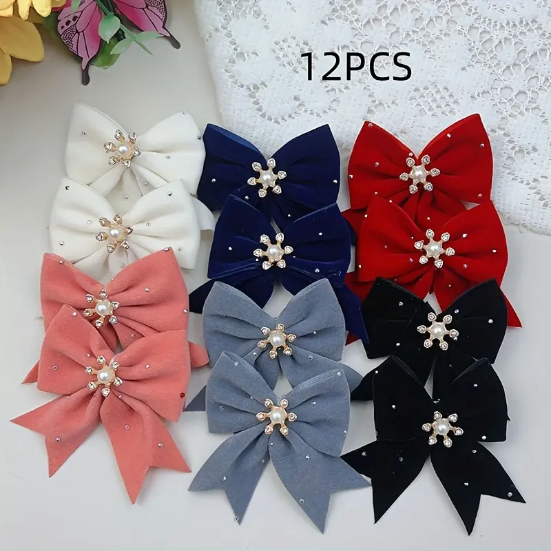 12pcs Mixed Color Bow Hair Clips Set for s, Suitable for Short and Layered Hair, Teen Bangs, Perfect for Parties and Everyday Use