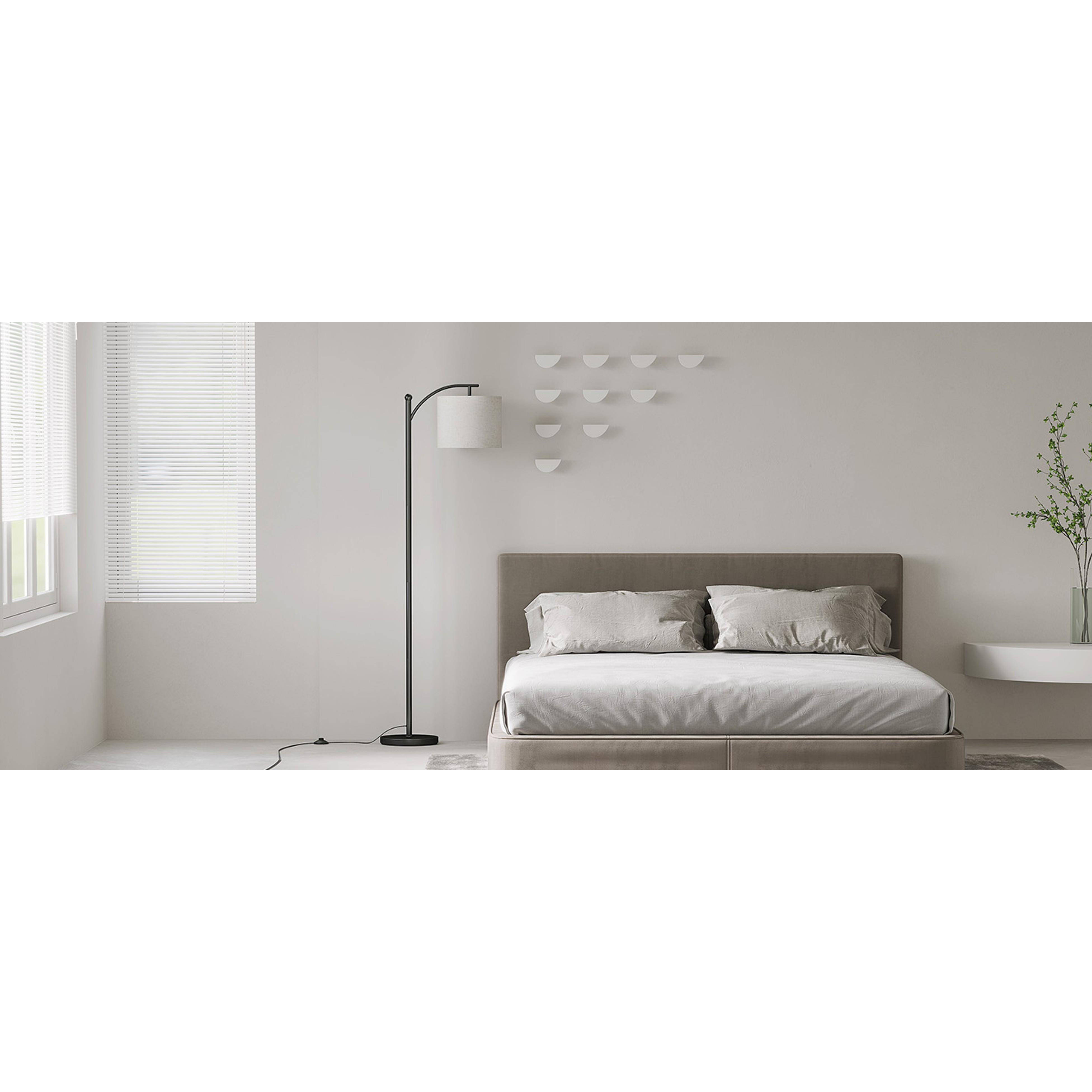 Arc Floor Lamp,Modern Floor Lamp with 3 Color Temperatures Bulb,Metal Standing Lamps with Adjustable Hanging Lampshade,Tall Floor Lamps for Living Room (Black)