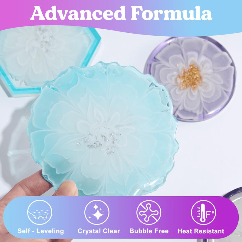 16OZ Resin Molds Silicone Kit Complete Set Bundle with Sphere, Christmas Gifts, Pyramid Molds, Resin Epoxy Starter Kit & Coaster Molds Kit for Beginners, DIY Gift Crafts,Mica Powder - LET’S Resin