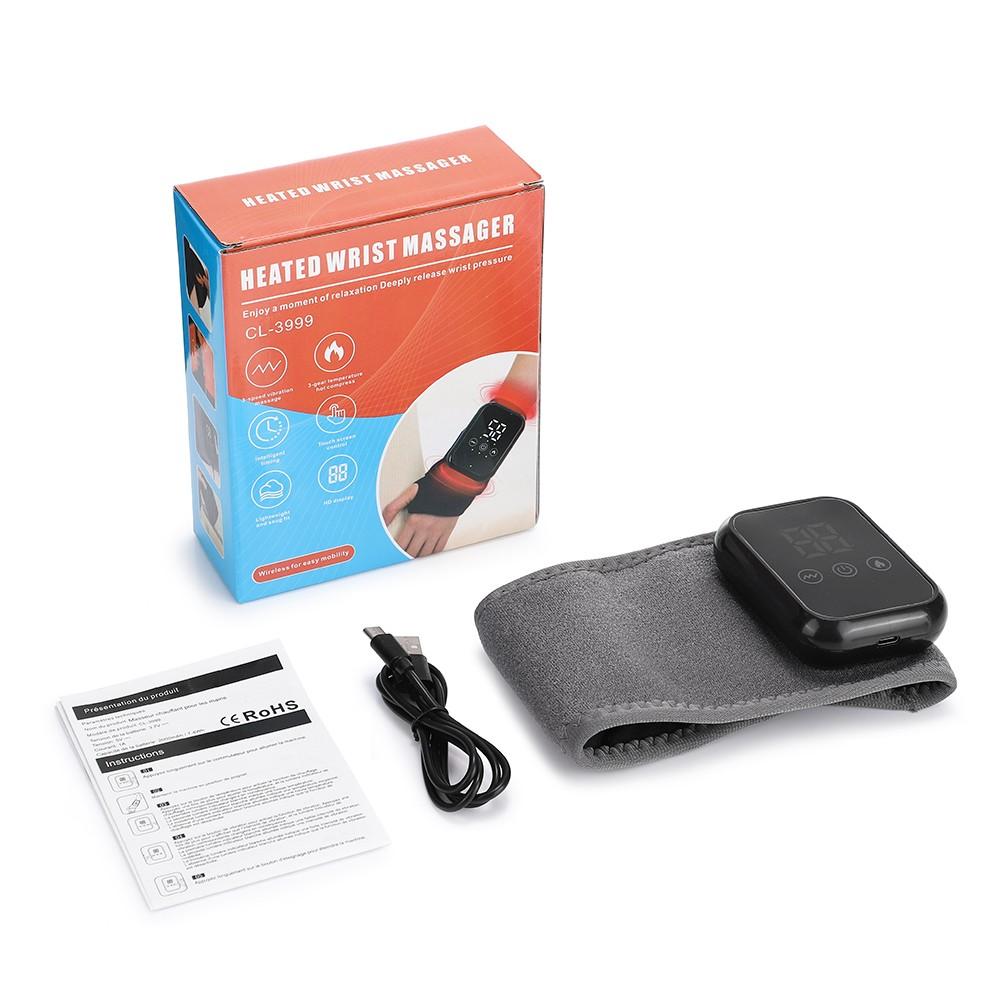 Heating and vibrating hand massager, suitable for both left and right hands, 3 types of vibration and 3 levels of hot compress massage wristband, electric heating and vibration wrist massager, wrist protection, can be given as a gift to  friends