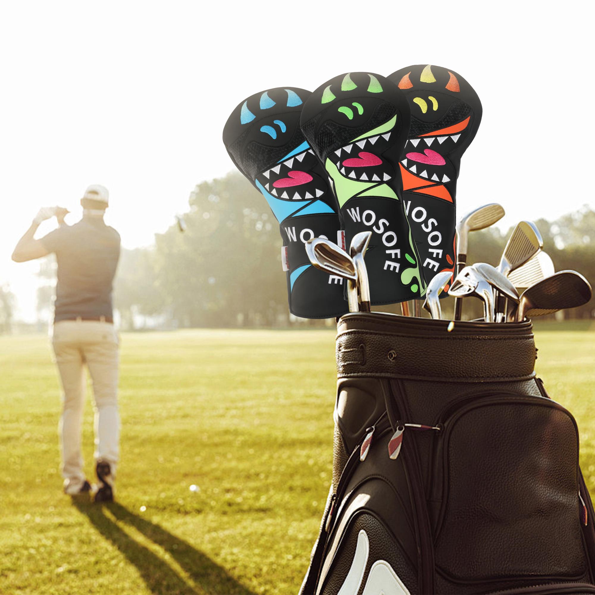 1 Golf Club Cover,Featuring a playful shark design embroidery,Provides all-around protection for your club,Fits 460cc clubs,Available in 3 colors,Golf driver head cover