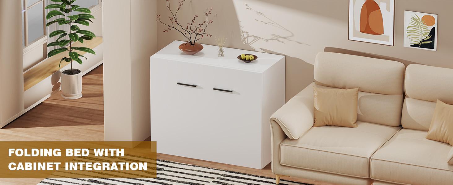 SLSY Murphy Bed with Mattress, Folded Cabinet Bed, Guest Bed Roll Away Bed Fold up Bed for Guest Bedroom, Living Room, Office,75" x 29"