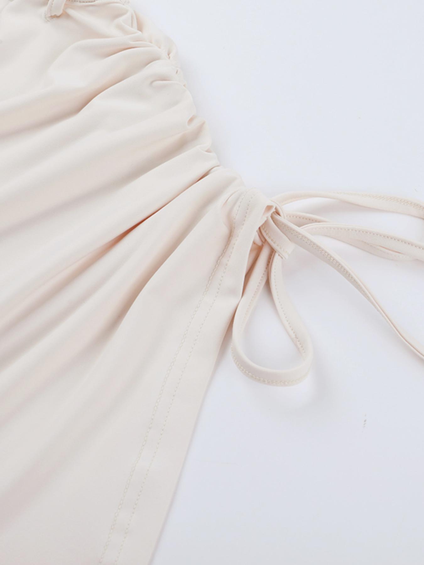 Women's Eyelet Lace-Up Off-Shoulder Top & Skirt Set, Casual Summer, Elegant Design, Perfect for Daily Wear