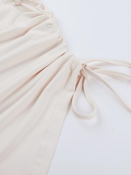 Women's Eyelet Lace-Up Off-Shoulder Top & Skirt Set, Casual Summer, Elegant Design, Perfect for Daily Wear