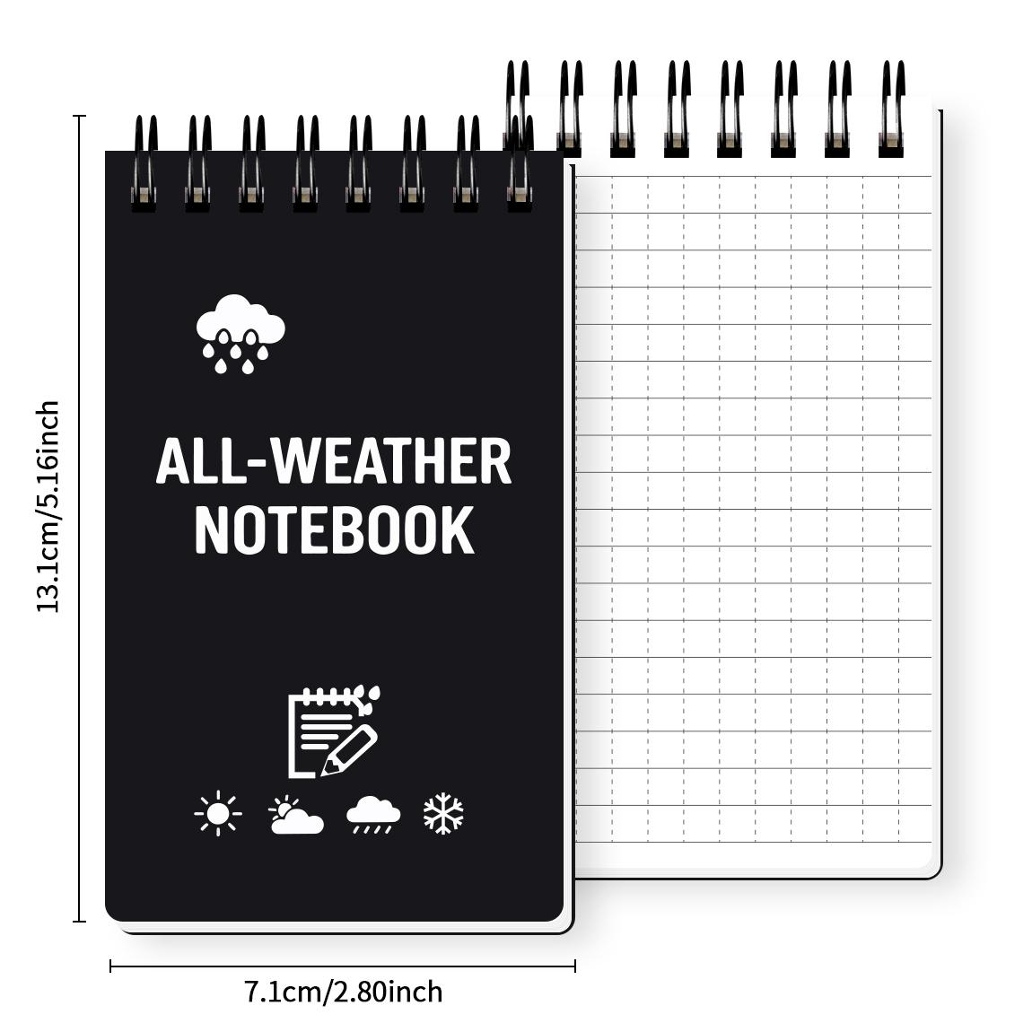 Mini A6 Waterproof Notebook, Portable Outdoor Journal, All-Weather Coil Notebook, Tear-Resistant Rainproof, Hiking Camping Travel Log, Blue