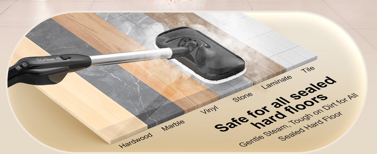 Phueut Powerful Heavy Duty Steam Mop with 17 Accessories for Deep Cleaning, Portable and Multifunction Floor Steamer for Hardwood, Grout and Springtok