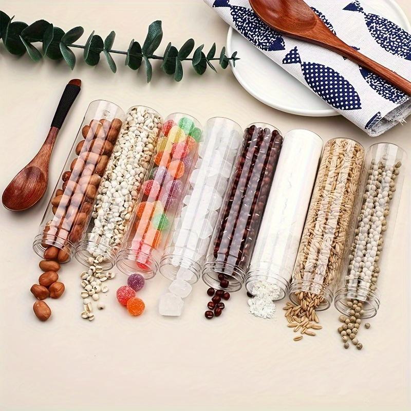 15pcs Plastic Test Tubes, Transparent Test Tube with Aluminum Screw Caps, Plastic Storage Tubes for Candy, Bath Salt, Granules and Liquids, Bottles