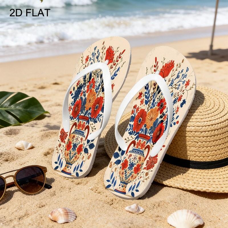 2026 Summer New Women'S Sandals, Open-Toe, Flat Heel, Folk-Art Floral Design, Available in Various Colors And Sizes, Perfect for Mother'S Day, Easter, Holiday Gifts, Year-Round Fashion Footwear, Women Shoes