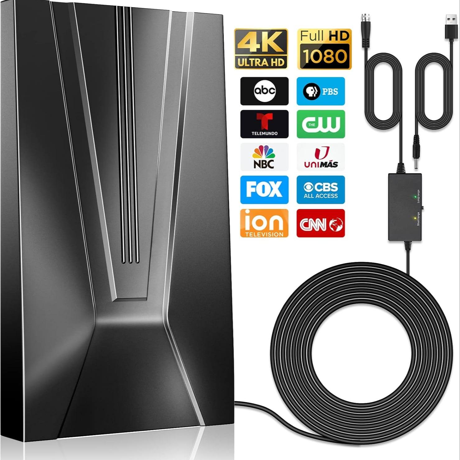 High-Quality Digital HD TV Antenna, Compact Design, Powerful Performance, Long-Range Signal Reception, 300 Miles, Suitable for Us and Eu Regions