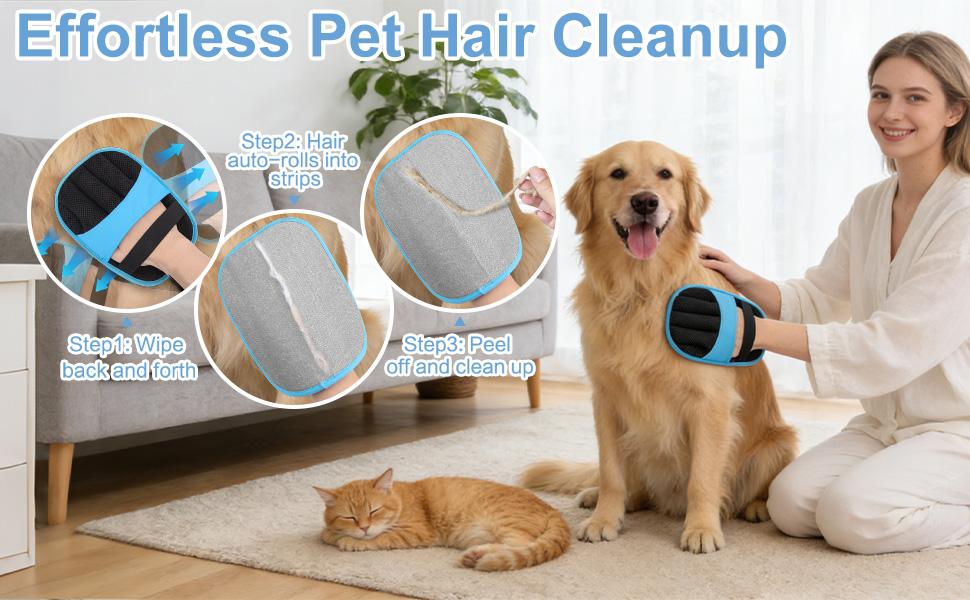 Pet Hair Removal Gloves, Static Magic Brush for Dogs and Cats, Reusable Pet Hair Remover for Furniture, Clothes, Carpets, Car Seats