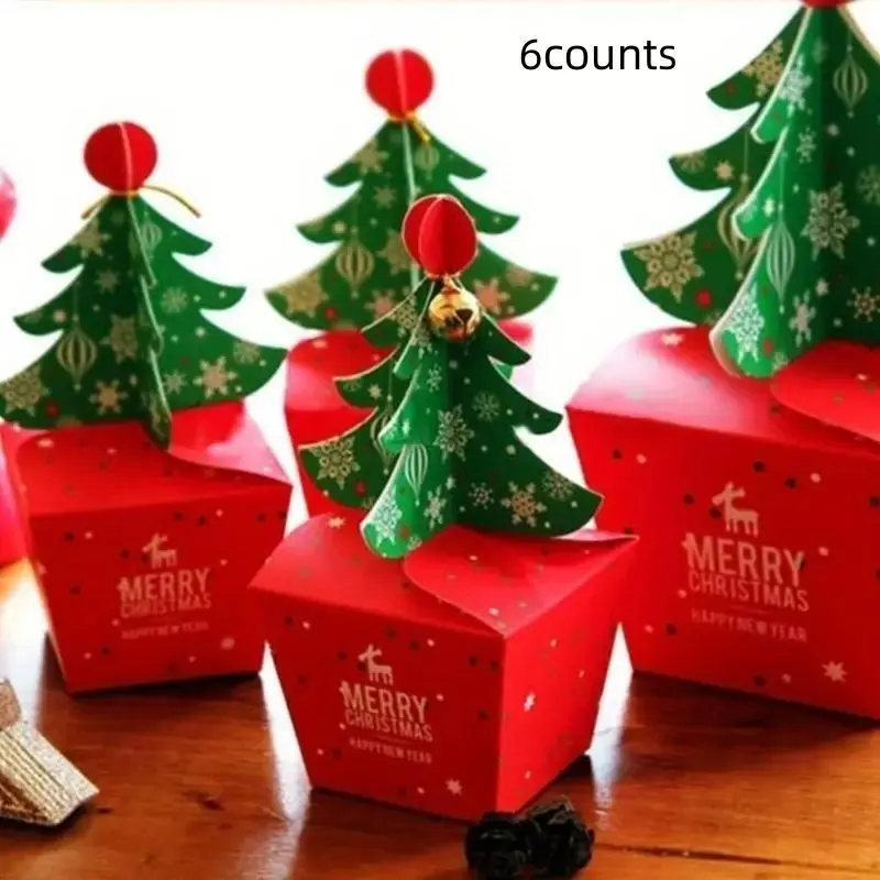 6 Piece Christmas Tree Gift Box Set, Holiday Gifts for Kids and Babies, Festive Packaging Boxes for Apples, Candy, Cake, and More