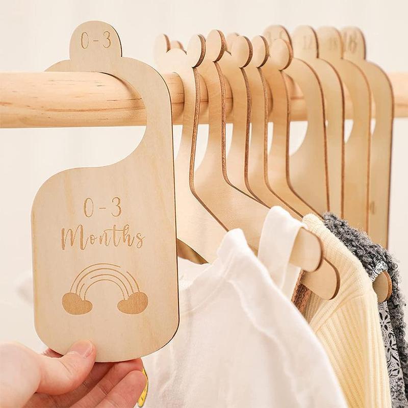 Wooden Hanger Divider, 7 Counts/set Hanger Size Marker, Hanger Size Identifier, Clothes Hanger Size Divider for Home Bedroom Wardrobe, Clothes Hanger Organizers