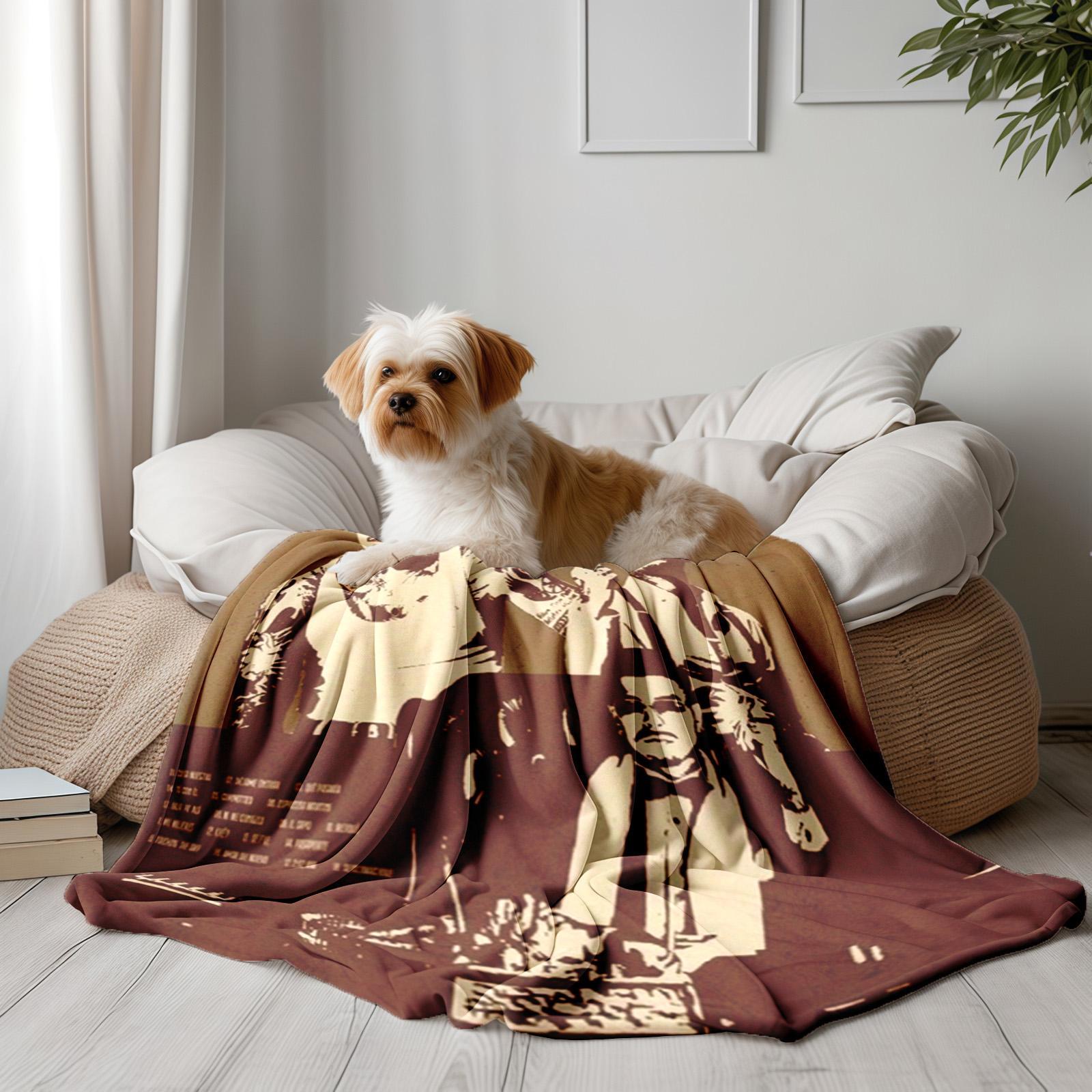 1 piece Cosa Nuestra Latin Style Music Album Cover themed flannel blanket - Modern-style flannel blanket, suitable for sofas and beds, all-season use, super soft and comfortable, digital printing, 100% polyester material, machine washable, suitable