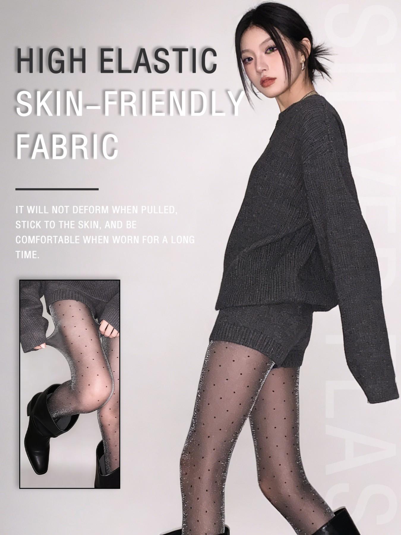 High Elasticity Silver Color Butterfly Pattern Silk Pantyhose, Slim-Fitting Sheer Stockings for All Seasons, Fashionable High Waist Socks