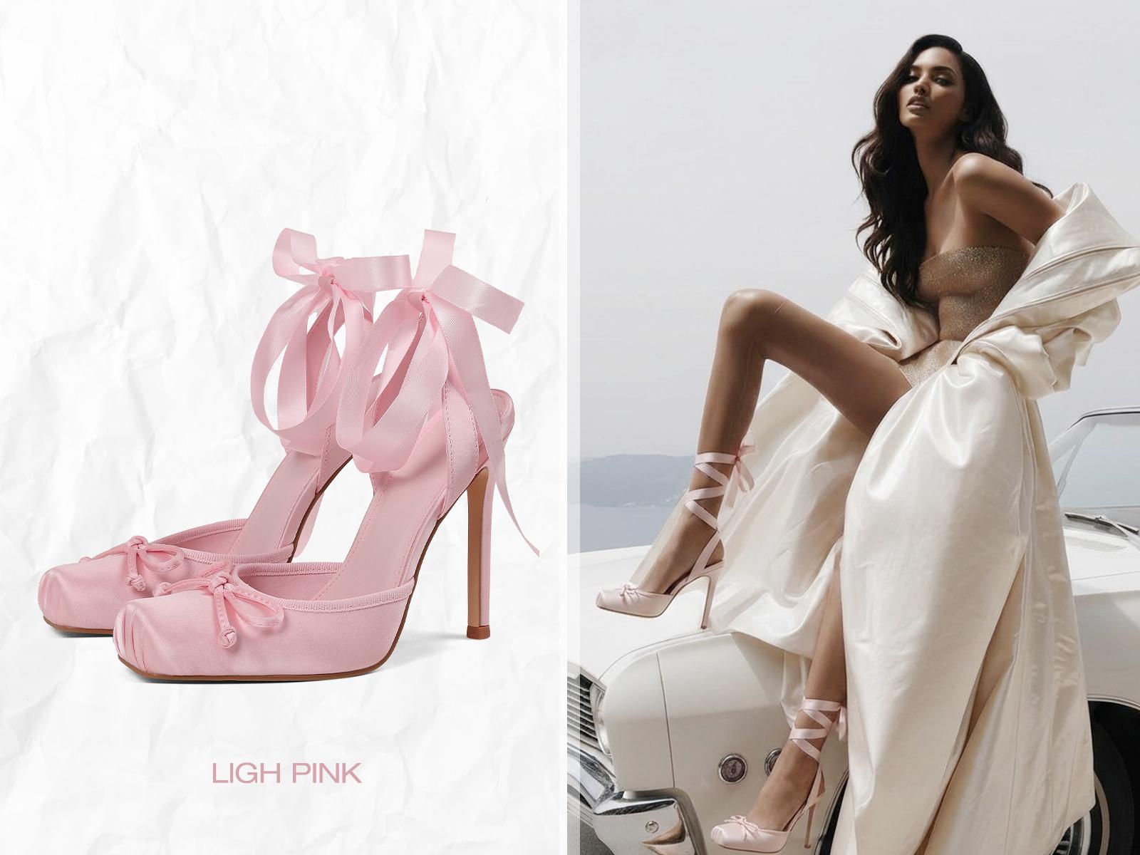 CYNLLIO Womens Satin Ballet Heels Closed Square Toe Elegant Lace Up Bownot Ribbon Ballerina Stilletto Heeled Sandals Cute Ankle Strap Slingback Pumps Strappy Mary Janes Slip On Comfy Wedding Party Casual Work Dating Fashionable Spring Heel Ballerina Heel