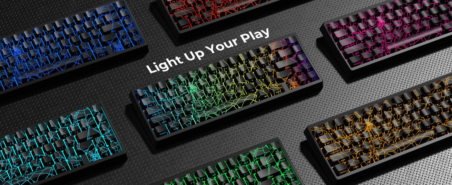 XVX M67 Tri-Mode Mechanical Keyboard With Spider Web IMD-Tech Keycaps, QMK/VIA  Gasket, RGB Hot Swappable, bluetooth