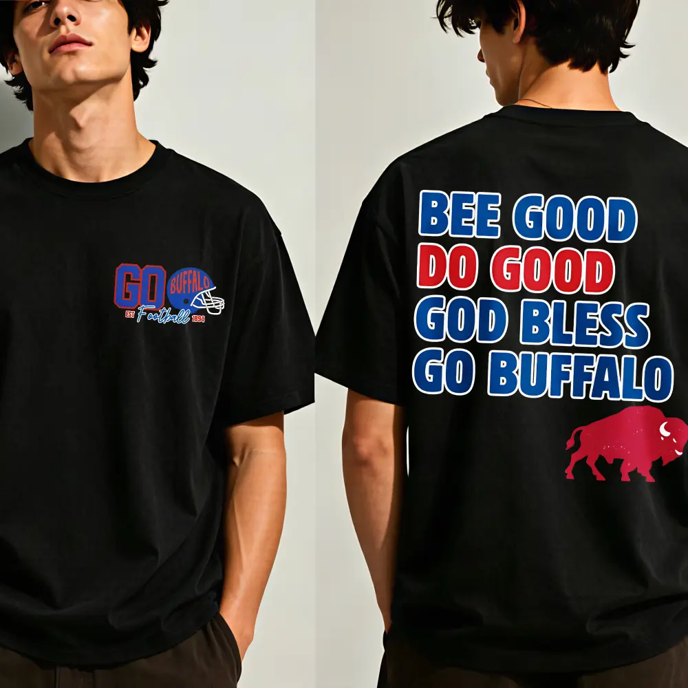 Go Buffalo Football T-shirt, Buffalo City Front Back Tee, Bee Good Do Good Graphic T-shirt, Vintage Football Fan T-shirt